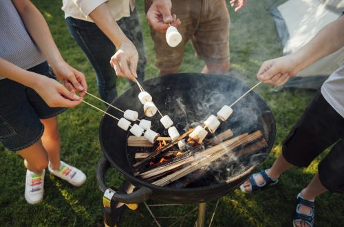 elevated-view-hands-roasting-marshmallow-barbecue-fire